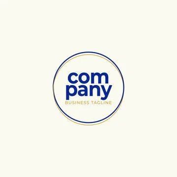 Minimalist Circular Ring Logo with Bold Blue Typography and Gold Border Accent Stock Illustration