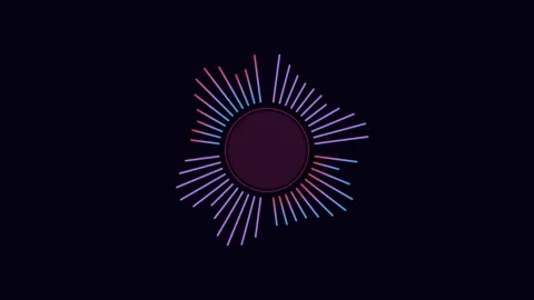 Minimalist circular sound wave visualizer on a solid black background Stock Footage 338310935