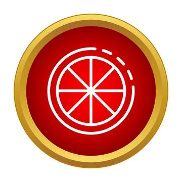 Minimalist citrus slice icon with red circular background Stock Illustration