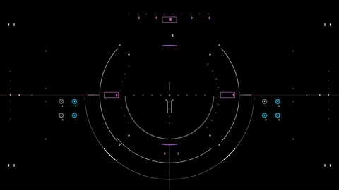 Minimalist Clean High Tech Line HUD Overlay Asset with Subtle Infographic Ch Video stock 343737548