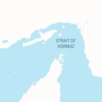 Minimalist Clean Vector Map of the Strait of Hormuz Stock Illustration