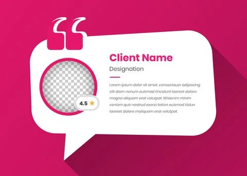 Minimalist client feedback template with image placeholder on speech bubble.. Stock Illustration