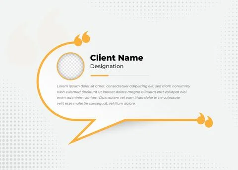 Minimalist client testimonial template design with image placeholder Stock Illustration