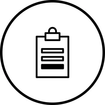 Minimalist clipboard icon inside a circle representing tasks, documents, or.. Stock Illustration