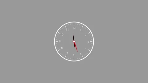 Minimalist clock animation with red second hand and black hour minute hands.. Stock Footage 334989213