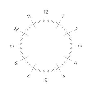 Minimalist clock dial vector illustration Illustration
