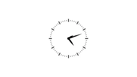 Minimalist clock face animation with fast-moving hands indicating rapid pas.. Stock Footage 331365334