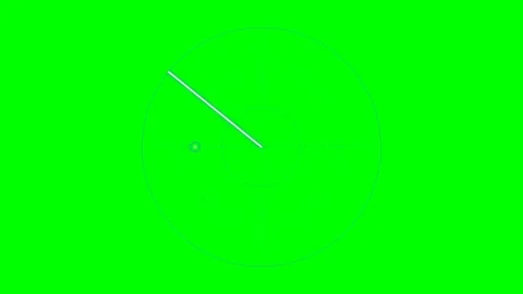 Minimalist clock face animation with a rotating hand on a green background Stock Footage 340263381