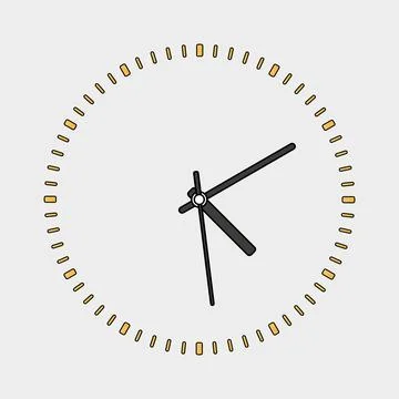 Minimalist Clock Face with Black Hands Design Stock Illustration