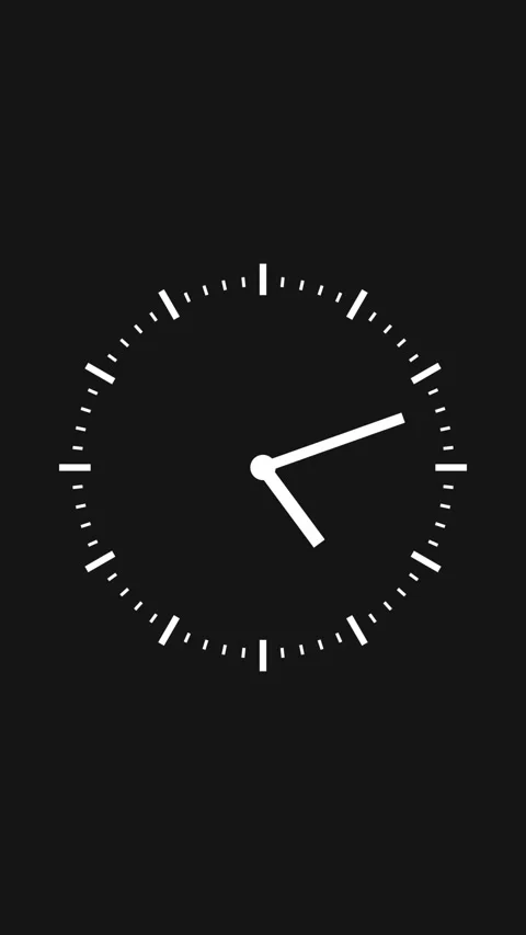 Minimalist clock face shows passing time with moving hands on black backgro.. Stock Footage 331811615
