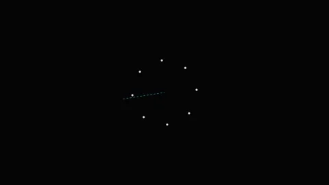 Minimalist clock face with white circular markers on a black background Stock Footage 339617657