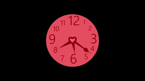 Minimalist Clock with Heart-Shaped Hands Animation Video stock 309886330