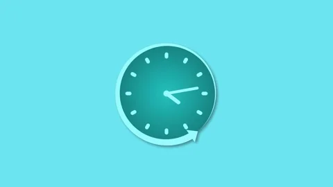 Minimalist Clock Icon with Time Reversal Arrow Animation, A minimalist cloc.. Stock Footage 304395082