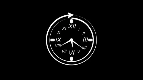 Minimalist Clock with Roman Numerals and Arrow Animation Vidéo 309885952