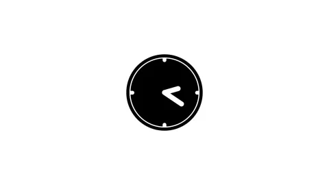 Minimalist clock showing time five minutes past twelve Stock Footage 333685632
