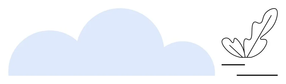 Minimalist Cloud and Leaf Vector with Abstract Design Elements Stock Illustration