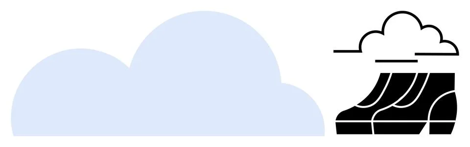 Minimalist Cloud and Rain Boots Weather and Outdoor Concepts Stock Illustration