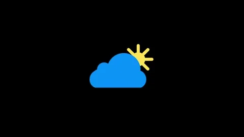 Minimalist Cloud and Sun Icon on a Clear Black Background Stock Footage 341917841