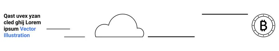 Minimalist Cloud Computing and Bitcoin Vector with Text Placeholder Elements Illustrazione stock
