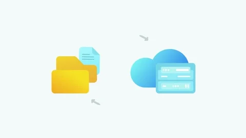 Minimalist Cloud Data Backup and File Transfer Workflow Animation Video stock 327970589