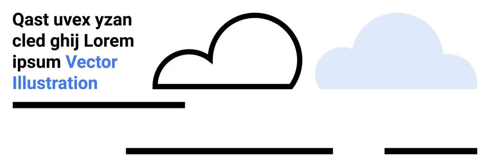 Minimalist Cloud Elements with Text and Lines for Modern Graphic Design Stock Illustration