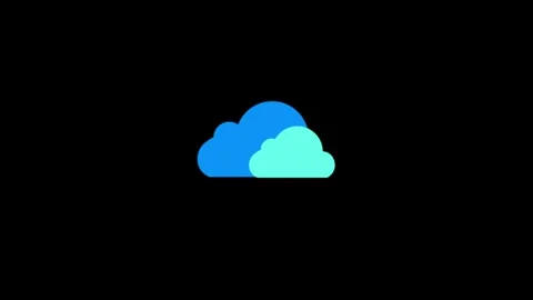 Minimalist Cloud Graphic with Black Background and Dual-Tone Blue Clouds Vídeo Stock 341917770