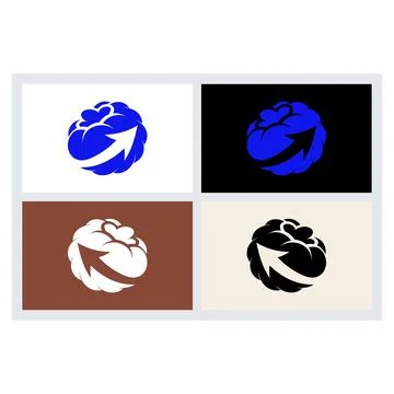 Minimalist Cloud Growth Logo Icon Set Stock Illustration
