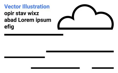 Minimalist Cloud with Horizontal Line Elements Conceptual Design Stock Illustration