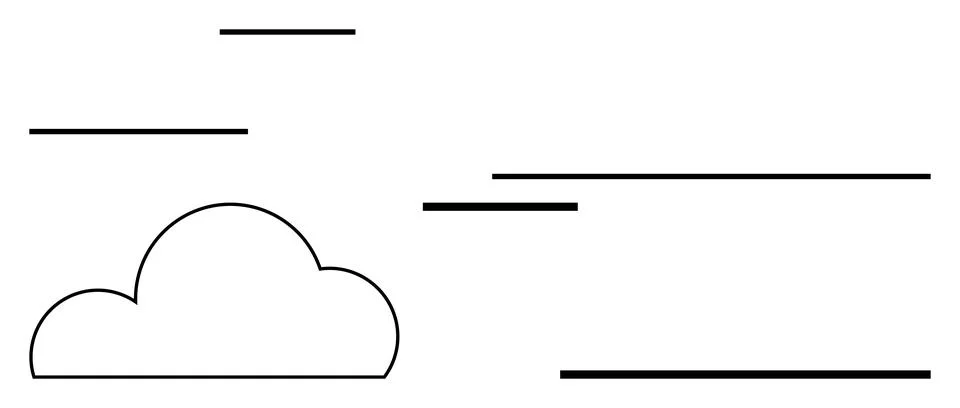 Minimalist Cloud with Horizontal Lines in Motion Suggesting Wind or Speed 库存插图