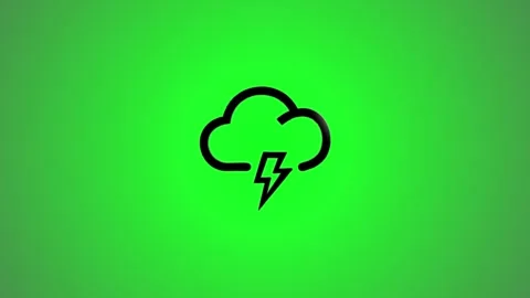 Minimalist cloud with lightning bolt animation on bright green background w.. Stock Footage 346490934