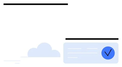Minimalist Cloud Storage Concept with Checkmark Certification Stock Illustration