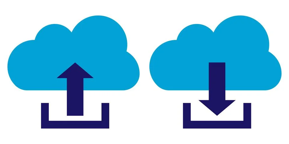 Minimalist cloud storage data transfer vectors graphic elements Stockillustratie