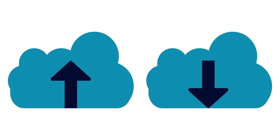 Minimalist cloud storage data transfer vectors graphic elements イラスト素材