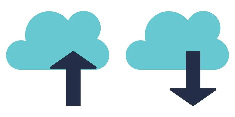 Minimalist cloud storage data transfer vectors graphic elements Stock-Illustration