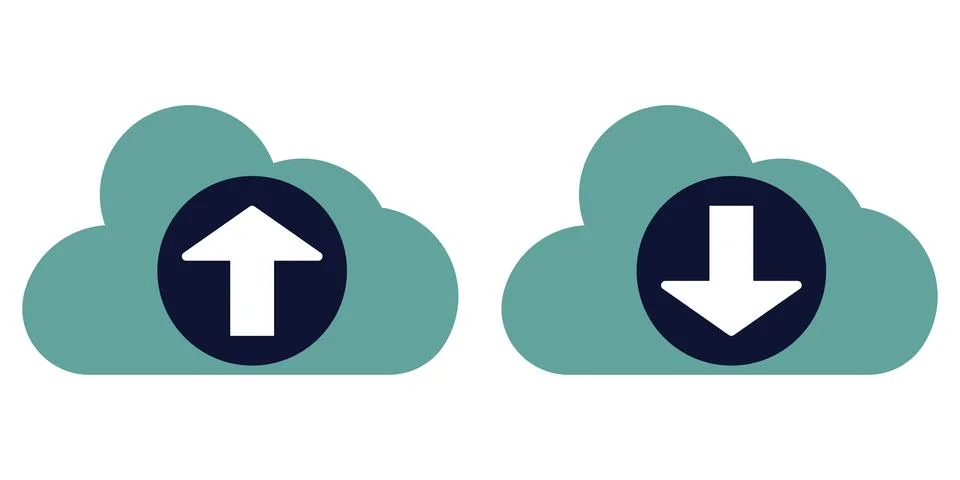Minimalist cloud storage data transfer vectors graphic elements Stock Illustration