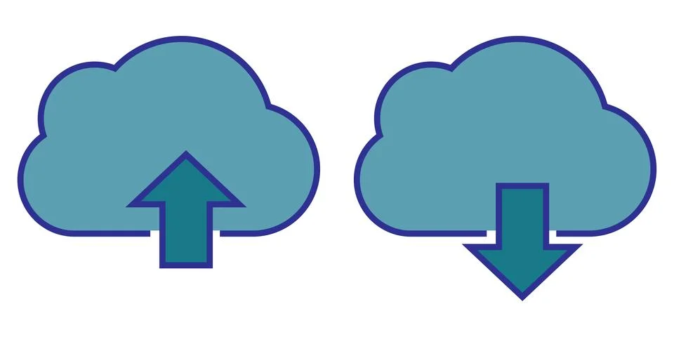 Minimalist cloud storage data transfer vectors graphic elements イラスト素材