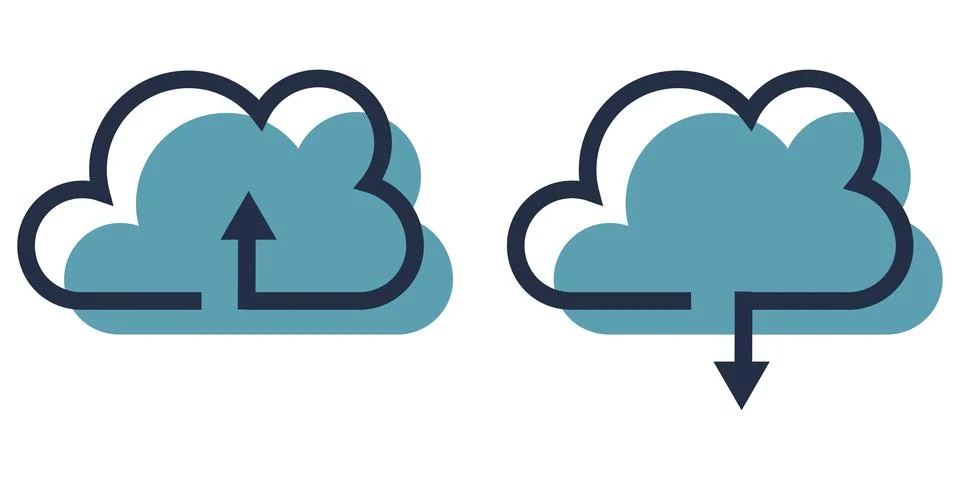 Minimalist cloud storage data transfer vectors graphic elements 스톡 일러스트