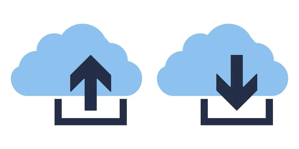 Minimalist cloud storage data transfer vectors graphic elements Illustrazione stock