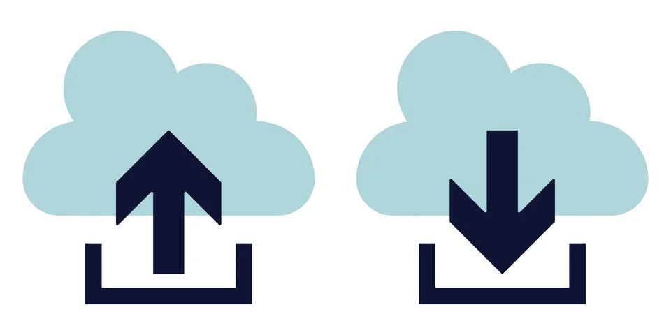 Minimalist cloud storage data transfer vectors graphic elements Stock Illustration