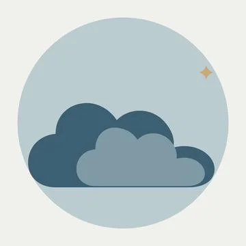 Minimalist cloud with subtle star, blue sky icon for weather apps and celes.. Illustrazione stock