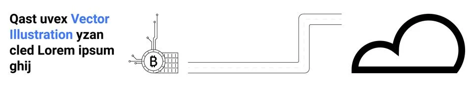 Minimalist Cloud Symbol with Circuitry Elements and Text in Modern Design Illustrazione stock