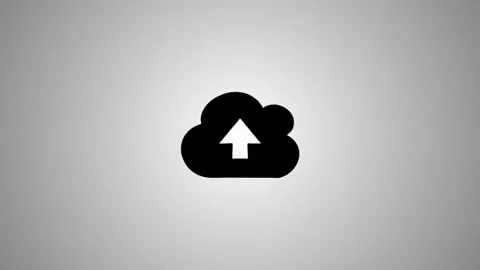 Minimalist cloud upload animation featuring black icon with white arrow mov.. Stock Footage 346490935