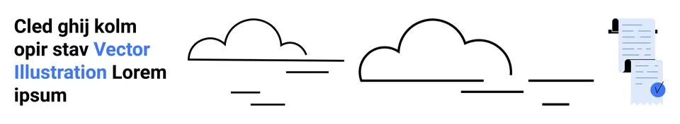 Minimalist Clouds and Documents with Text Elements for Diverse Themes 스톡 일러스트