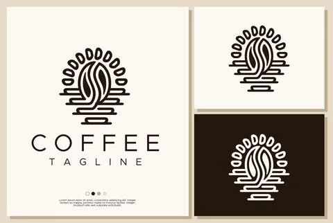 Minimalist coffee bean logo design. Coffee bean logo in line art. Stock Illustration