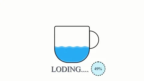 Minimalist coffee cup with full 100% progress and loading text on bright wh.. Stock Footage 321590384