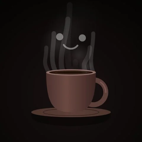 Minimalist coffee cup icon on solid black background for design projects Stock Footage 344778189