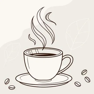 Minimalist Coffee Cup with Steam Vector Illustration Stock Illustration