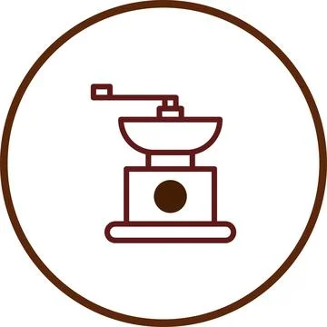 Minimalist coffee grinder icon in a circular frame evoking rustic charm and.. Stock Illustration