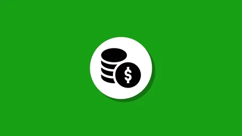 Minimalist coin stack icon animation on green background with flat design a.. Stock Footage 327762496