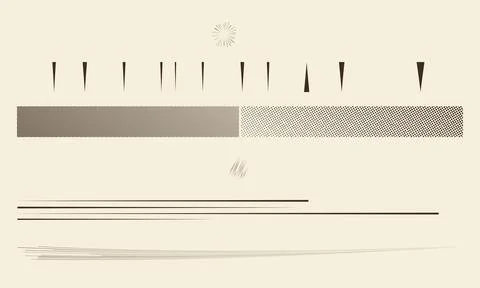 Minimalist comic book design set with long speed lines and gradient halfton.. Stock Illustration